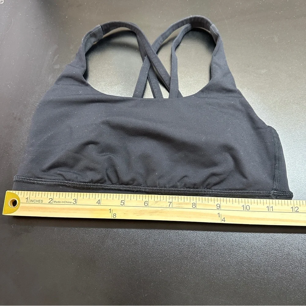 lululemon Energy Bra Medium Support Size 4 Black Strappy Back Yoga Gym Workout